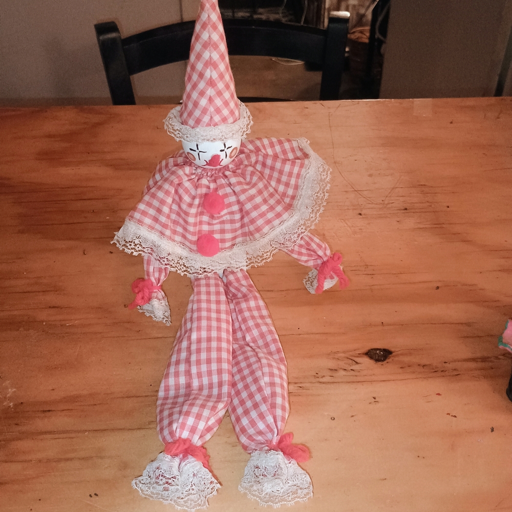 Pink and White Clown Doll